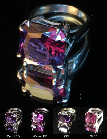 Purple Sapphire Gem Cut in a Square Ring