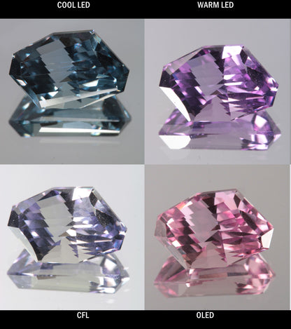 Faceted Color Change Sapphire Twist Diamond Gem
