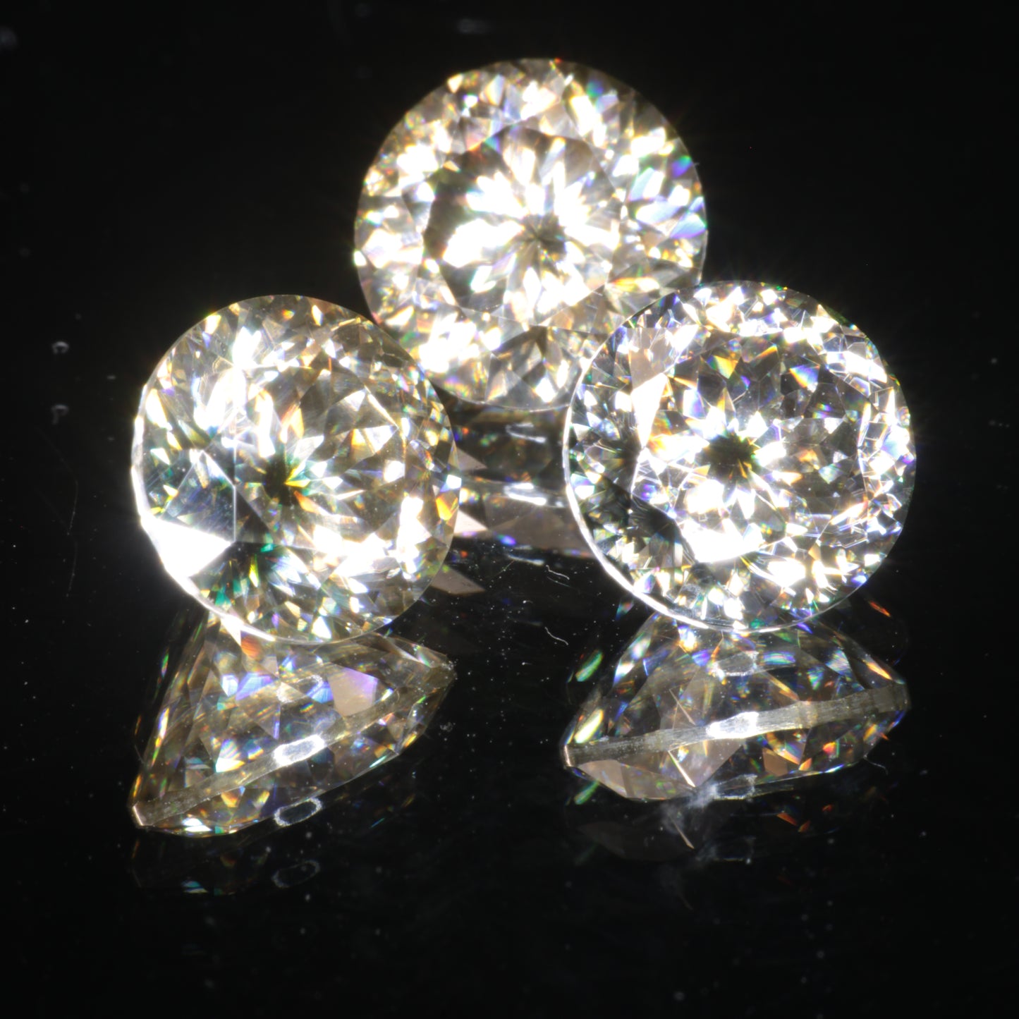 Moissanite Eyes, Loose Round Cut Bicolor Moissanites