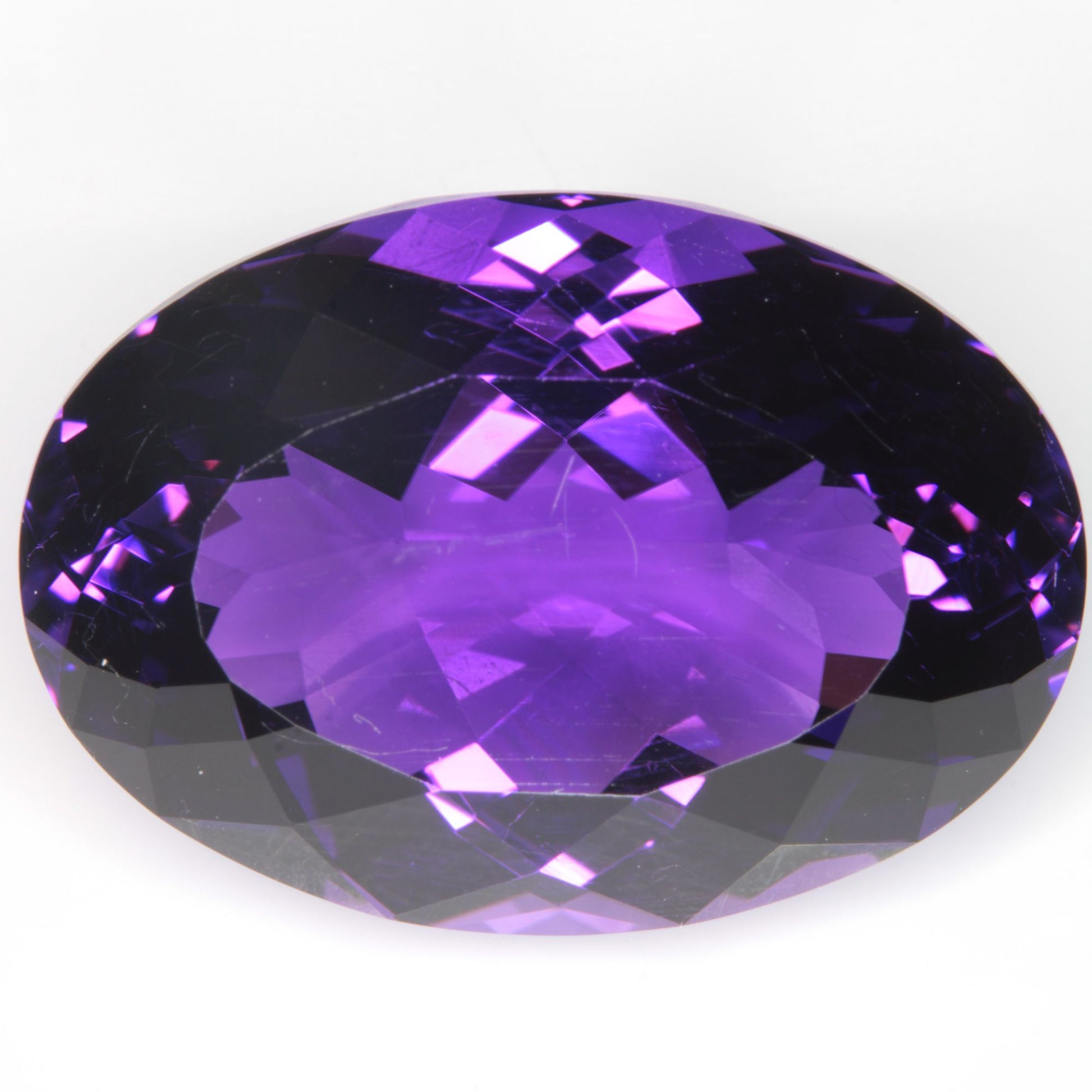 Faceted Hydrothermal Amethyst Oval (small smoky zone) Gemstone