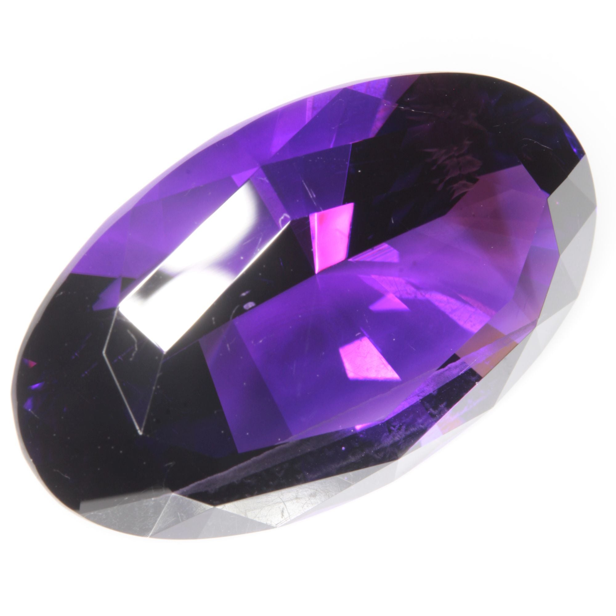 Faceted Hydrothermal Amethyst Oval (smoky zone) Gemstone