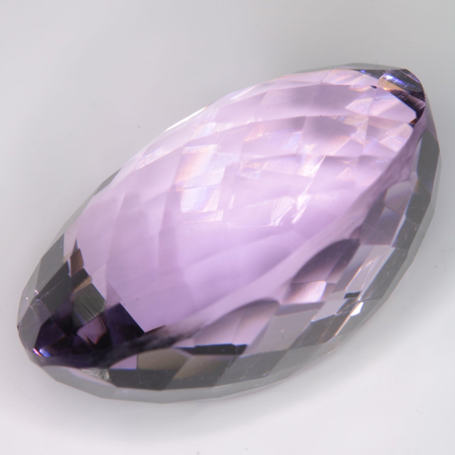 Faceted Hydrothermal Amethyst Checkerboard Oval Gemstone