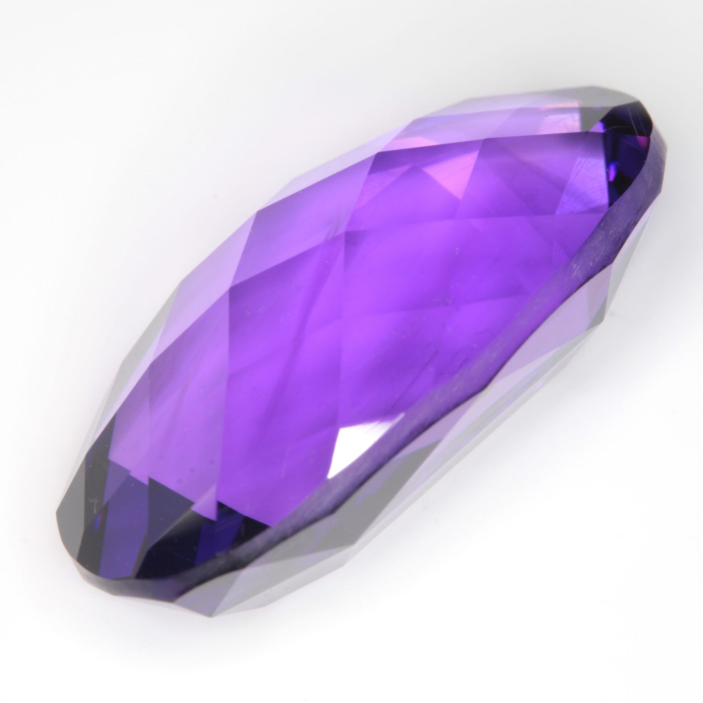 Faceted Hydrothermal Amethyst Checkerboard Oval Gemstone