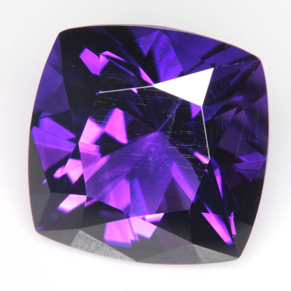 Faceted Hydrothermal Amethyst Cushion (strong zoning) Gemstone