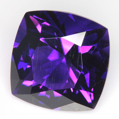 Faceted Hydrothermal Amethyst Cushion (strong zoning) Gemstone