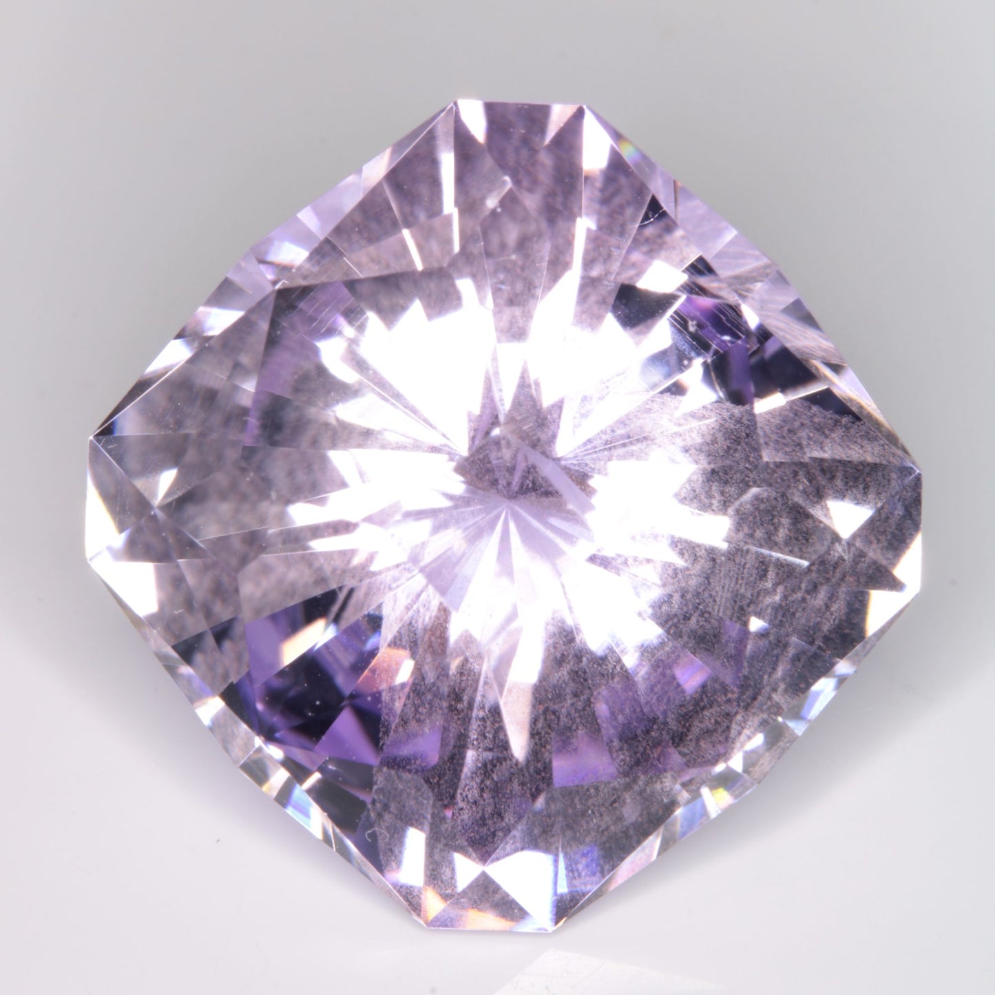 Faceted Hydrothermal Amethyst Pale Cushion Gemstone