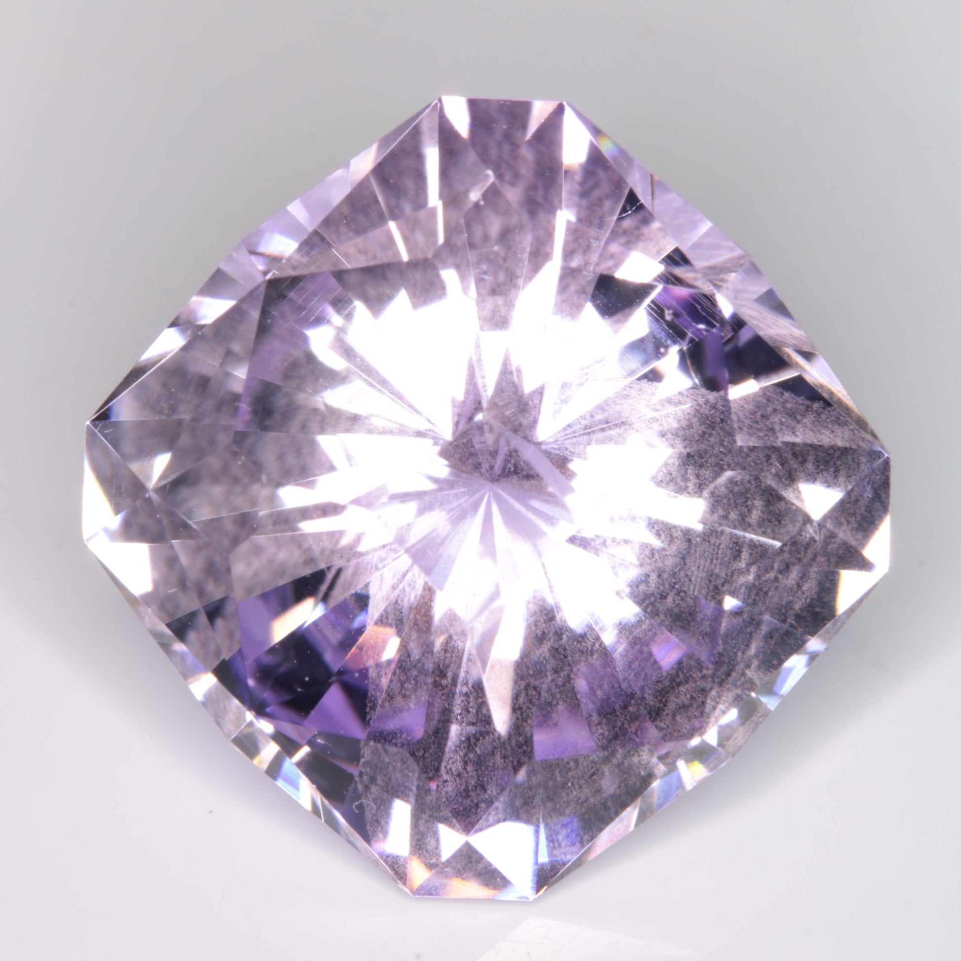 Faceted Hydrothermal Amethyst Pale Cushion Gemstone