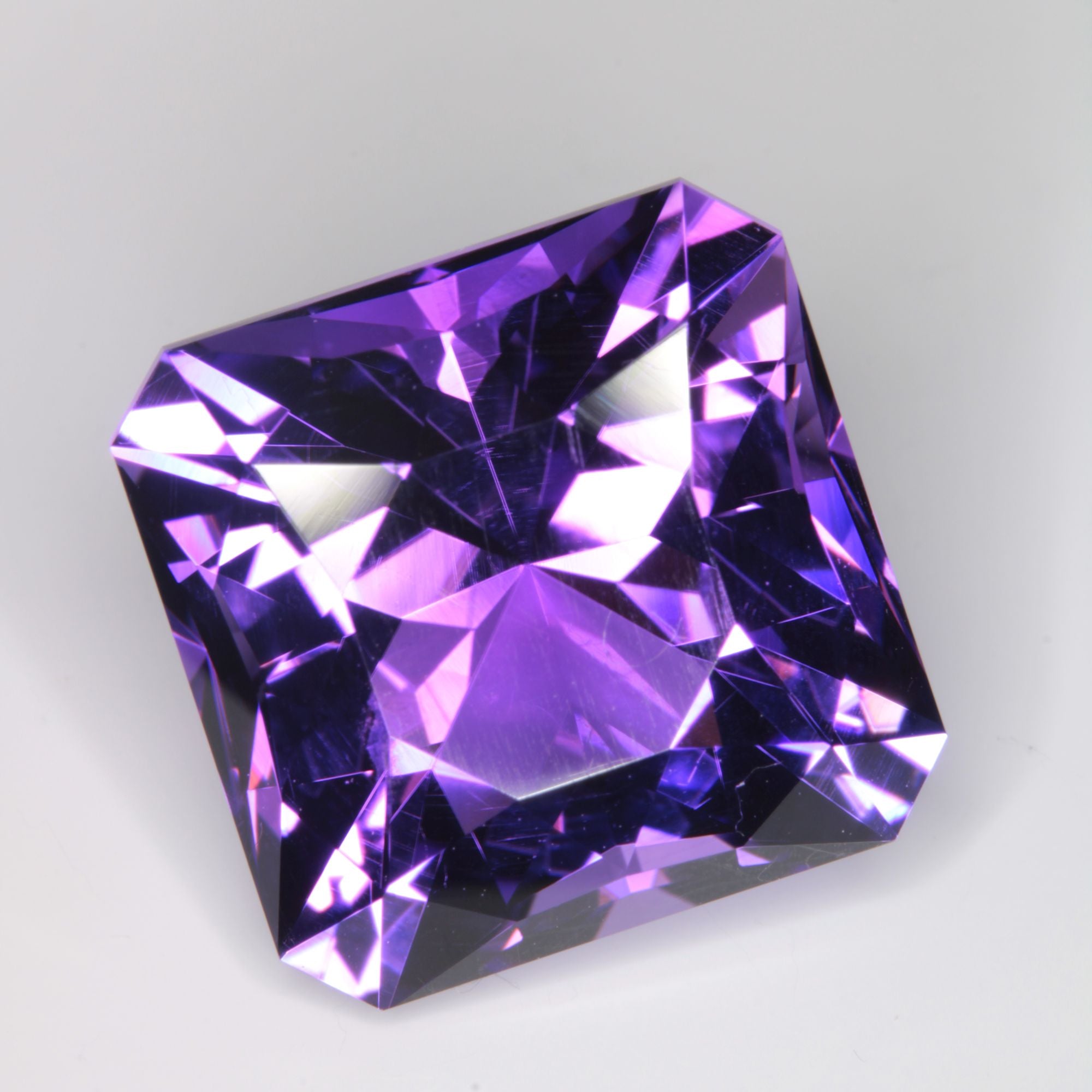 Faceted Hydrothermal Amethyst Square Gemstone
