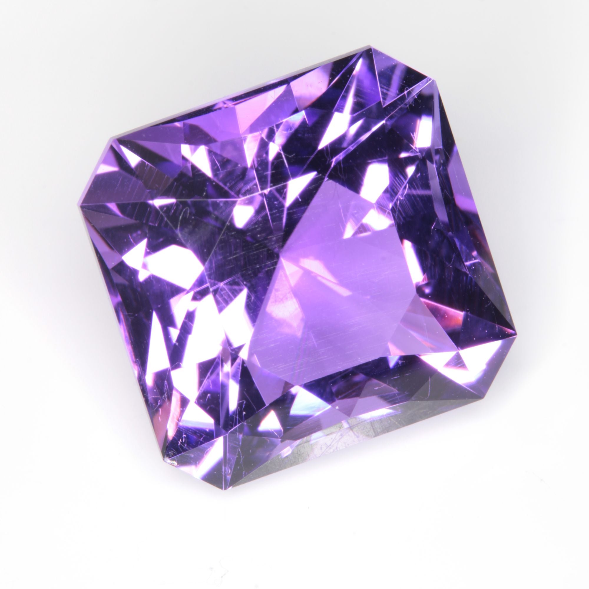 Faceted Hydrothermal Amethyst Square Gemstone
