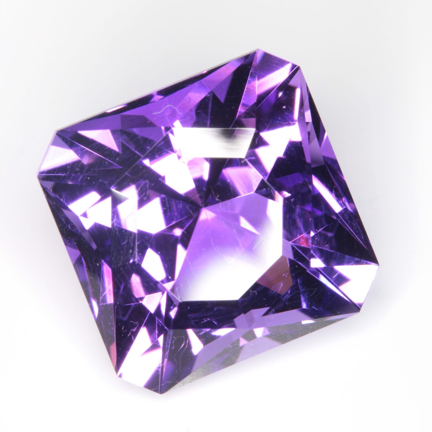 Faceted Hydrothermal Amethyst Square Gemstone