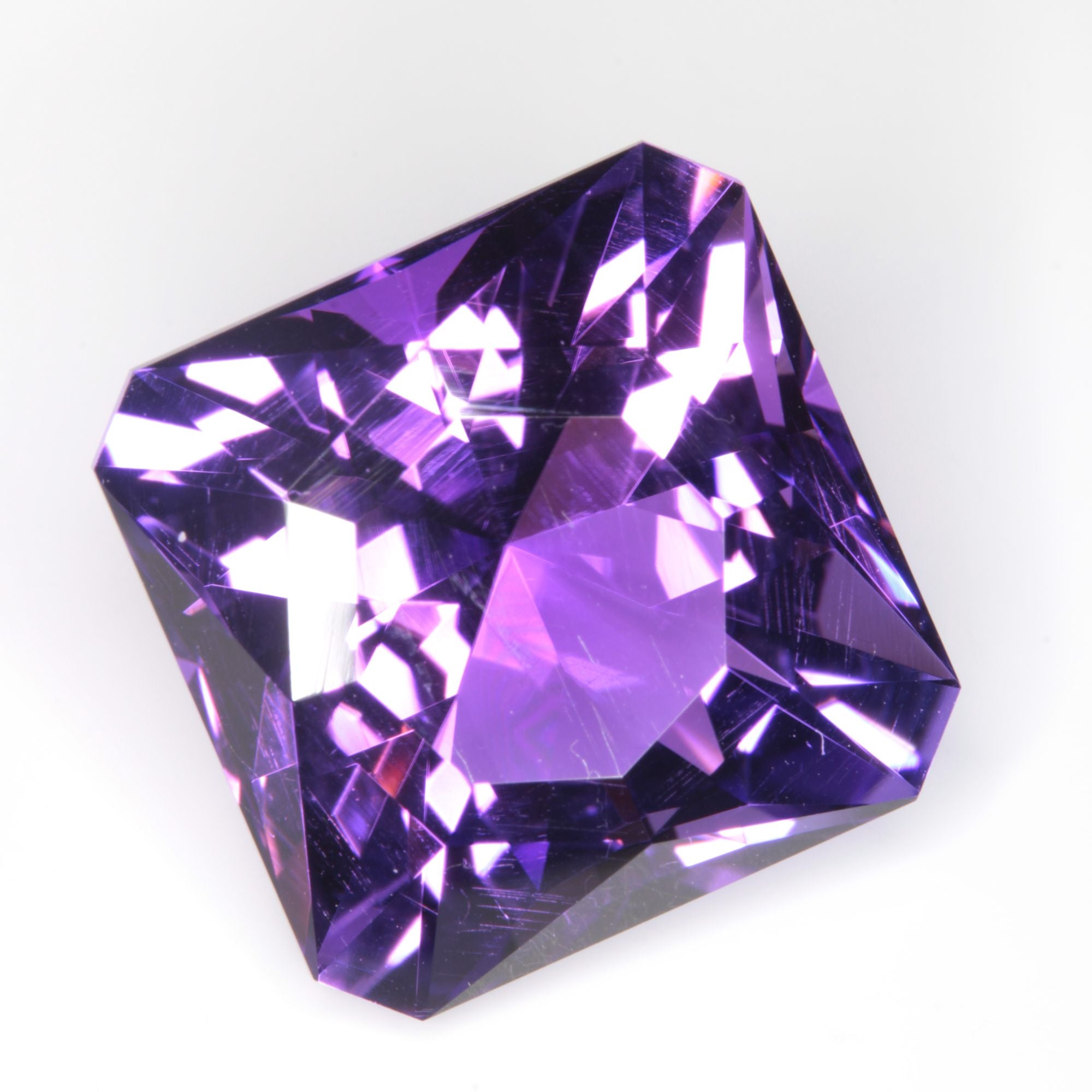 Faceted Hydrothermal Amethyst Square Gemstone
