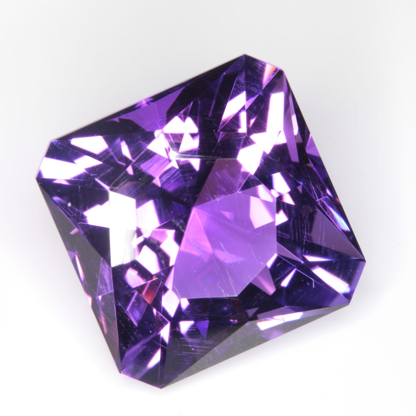 Faceted Hydrothermal Amethyst Square Gemstone
