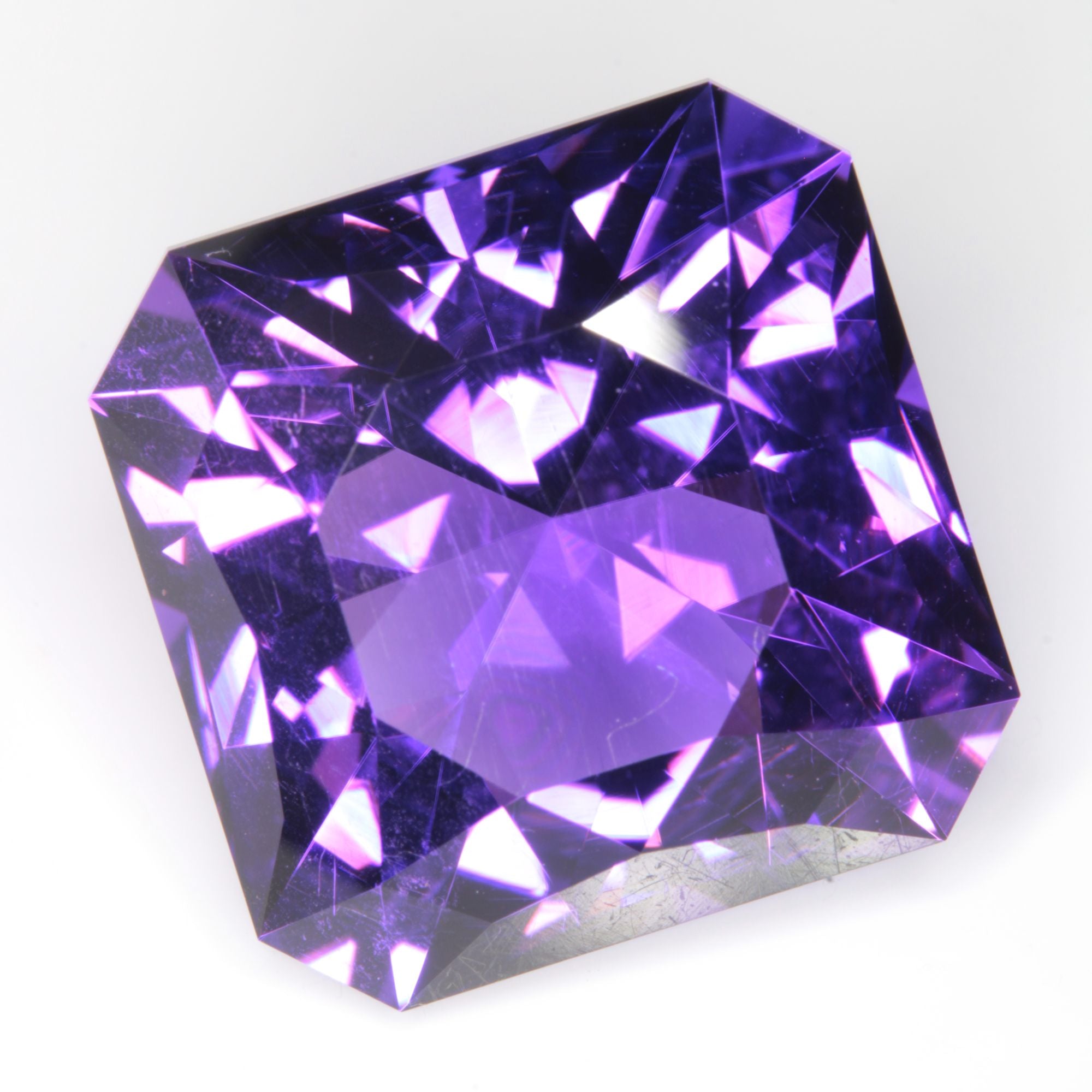 Faceted Hydrothermal Amethyst Square Gemstone