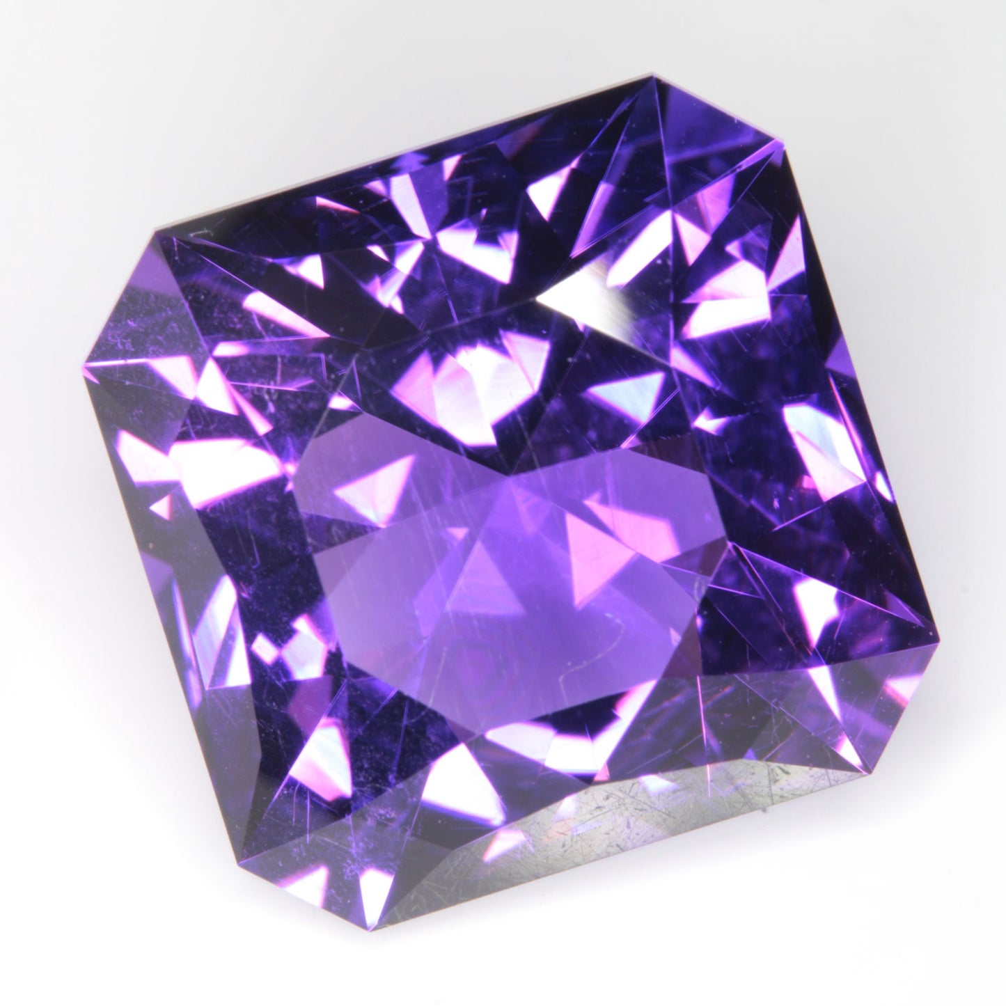 Faceted Hydrothermal Amethyst Square Gemstone