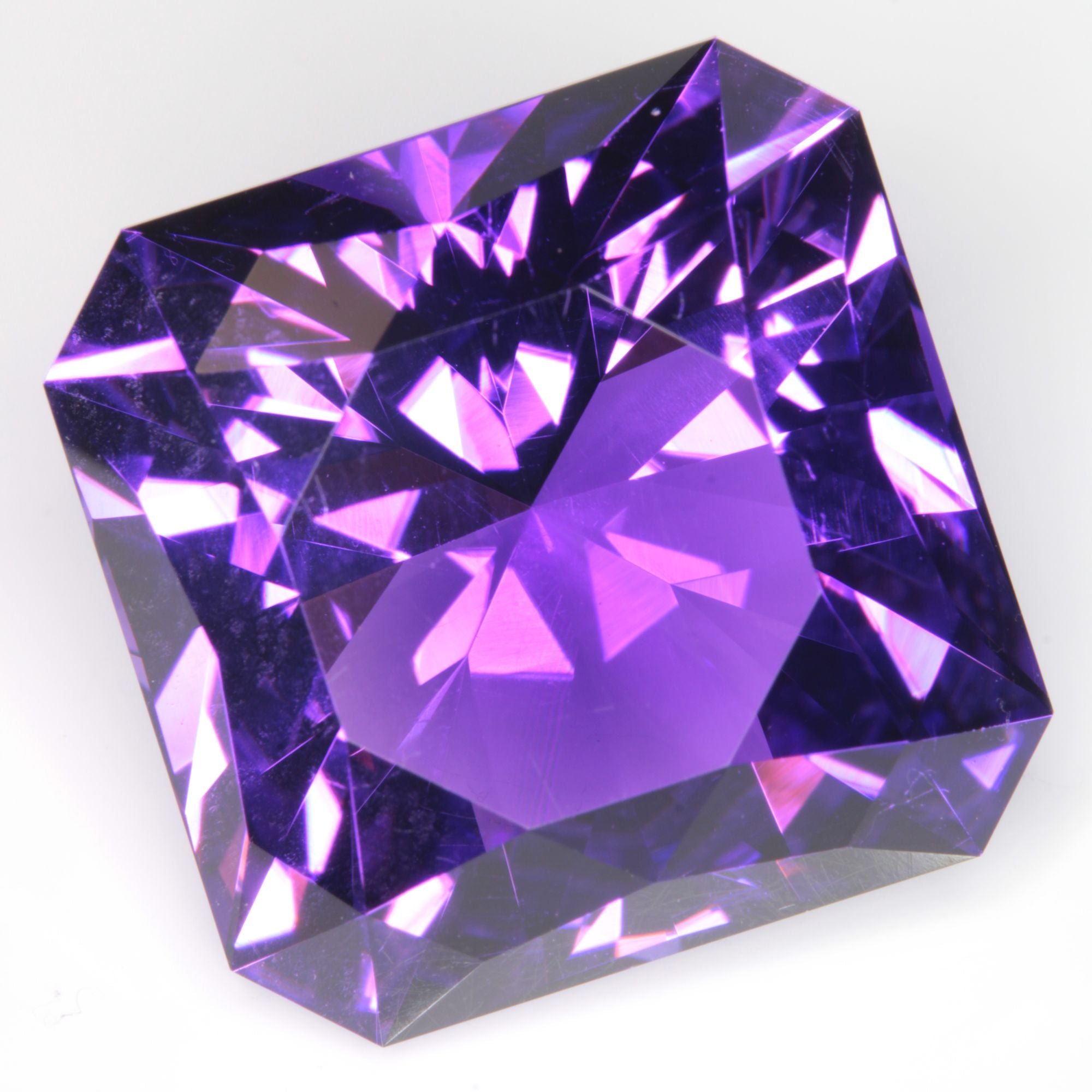 Faceted Hydrothermal Amethyst Square Gemstone