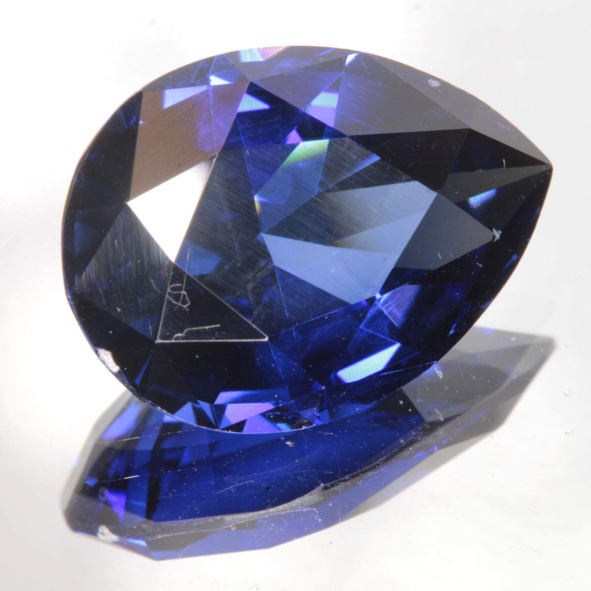 Flame Fusion Blue Sapphire Teardrop (Frayed Edge) Cut Gemstone