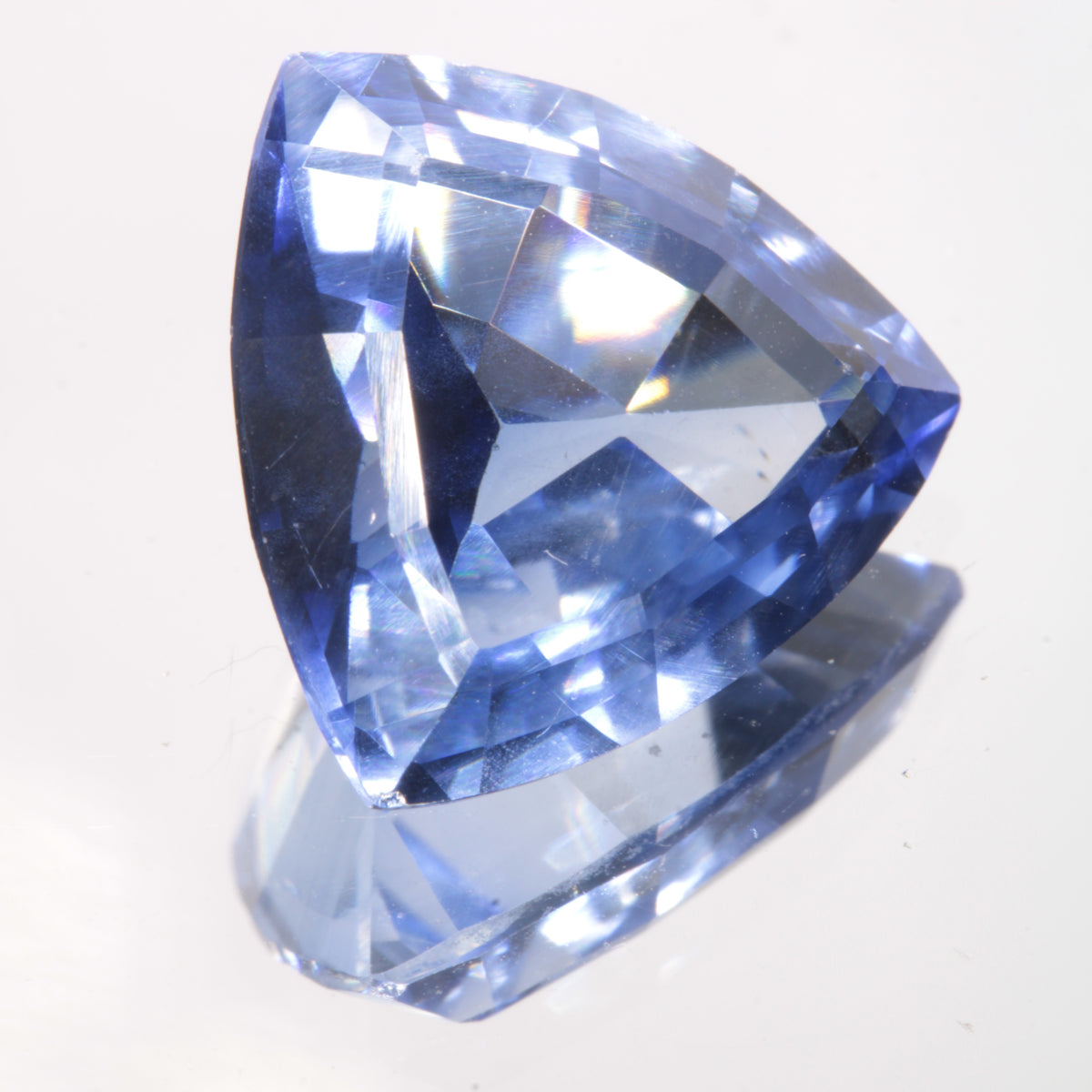 Flame Fusion Blue Sapphire Trillion Cut Gemstone