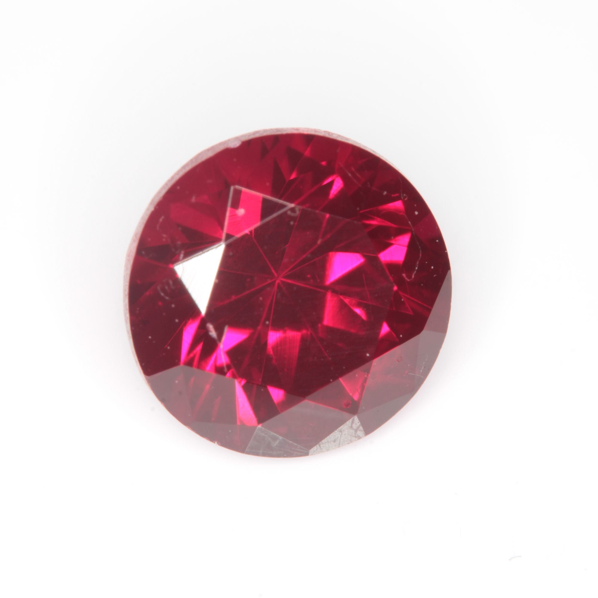 Faceted Flame Fusion Ruby Round Gemstone
