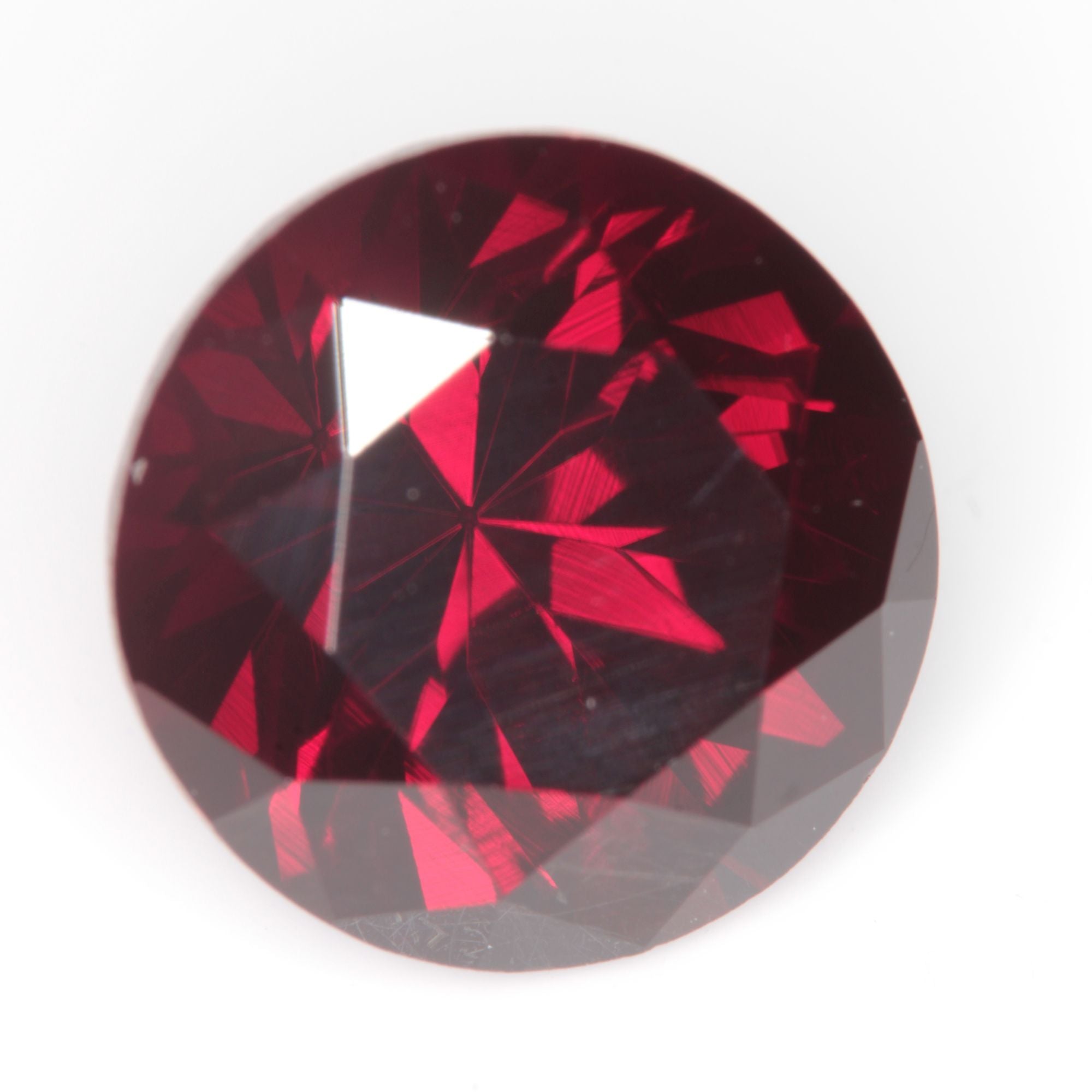 Faceted Flame Fusion Ruby Round Gemstone