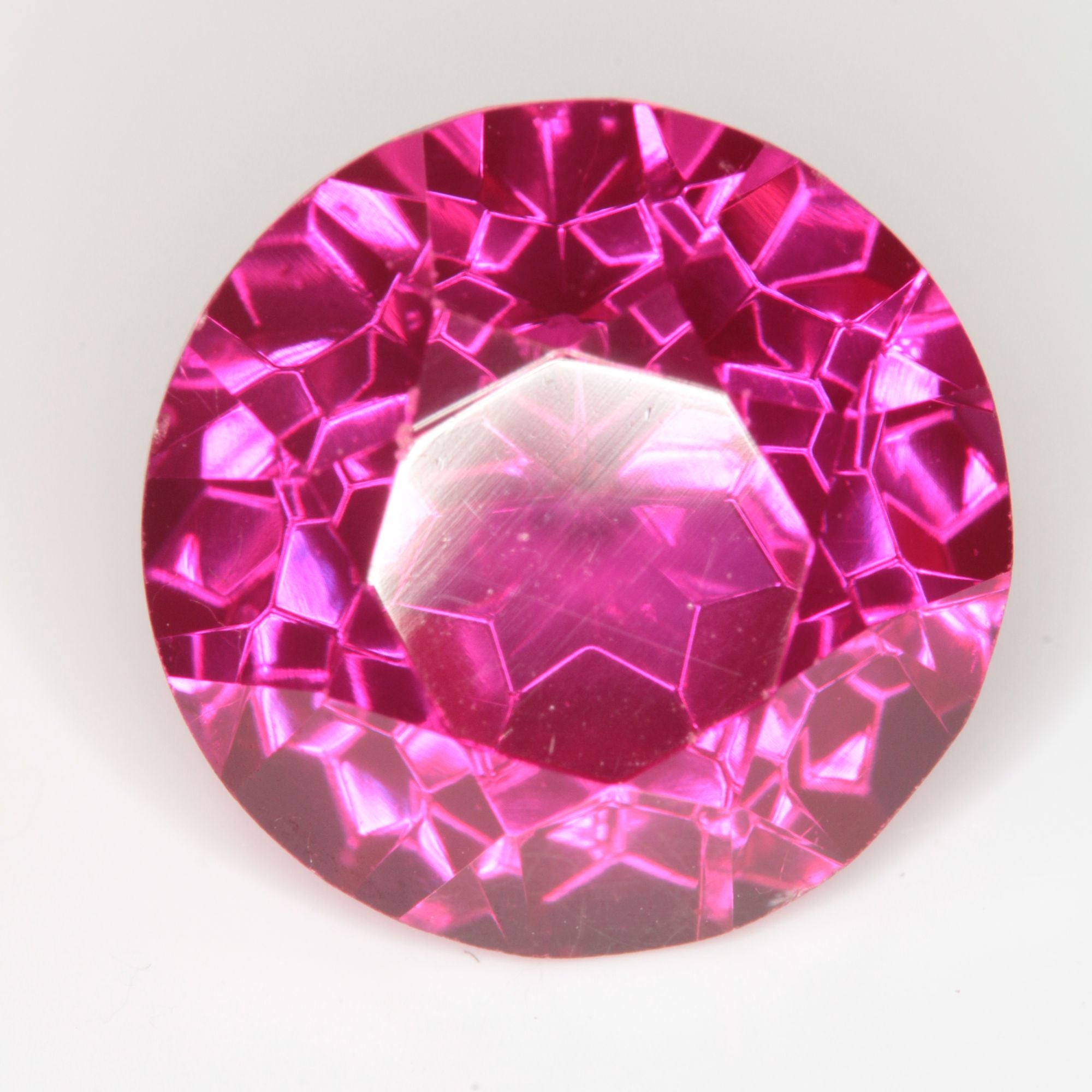 Faceted Flame Fusion Ruby Round Gemstone
