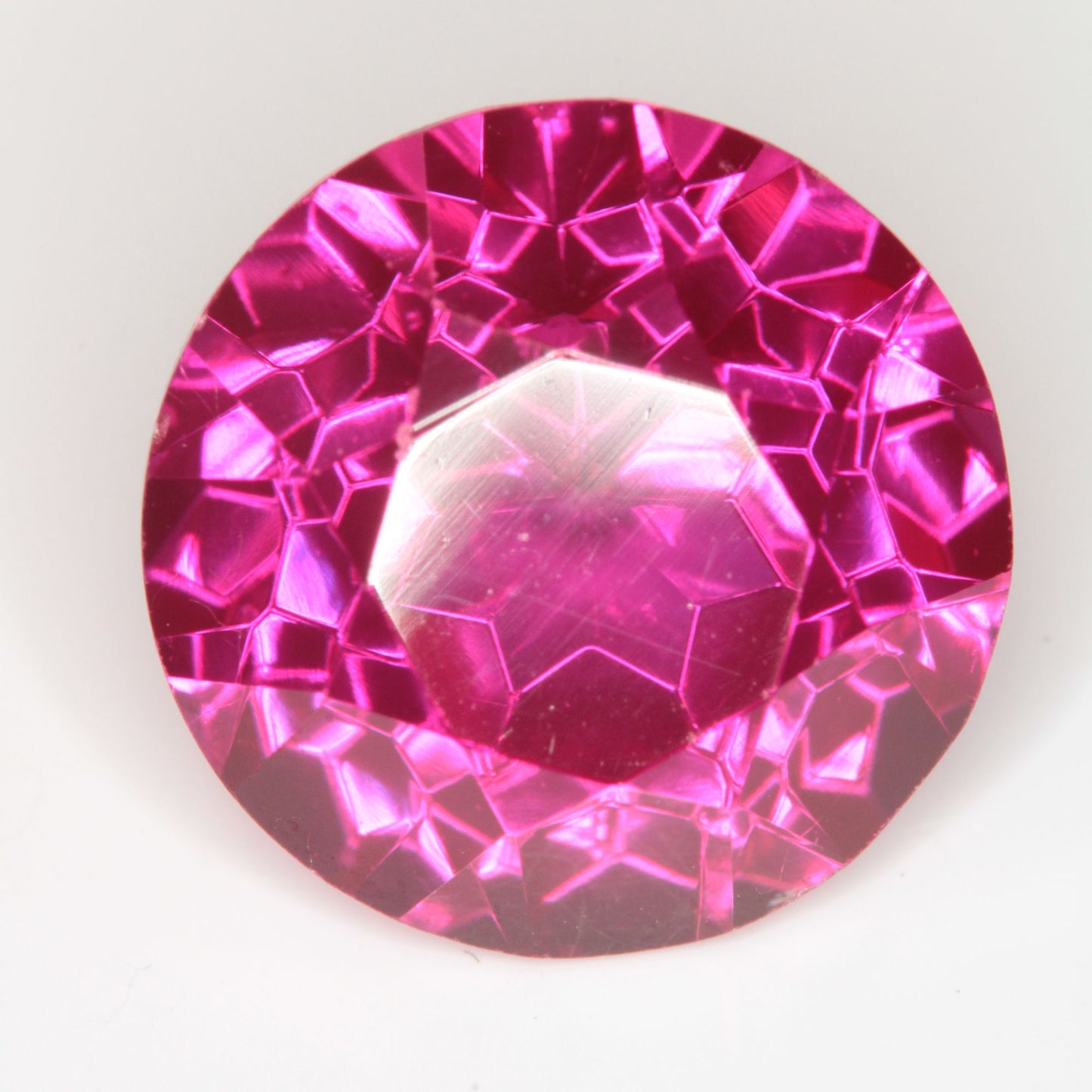 Faceted Flame Fusion Ruby Round Gemstone