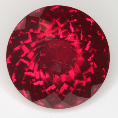 Faceted Flame Fusion Ruby Round Gemstone