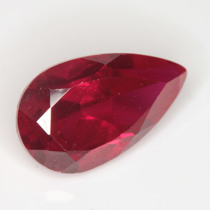 Faceted Flame Fusion Ruby Pear Gemstone