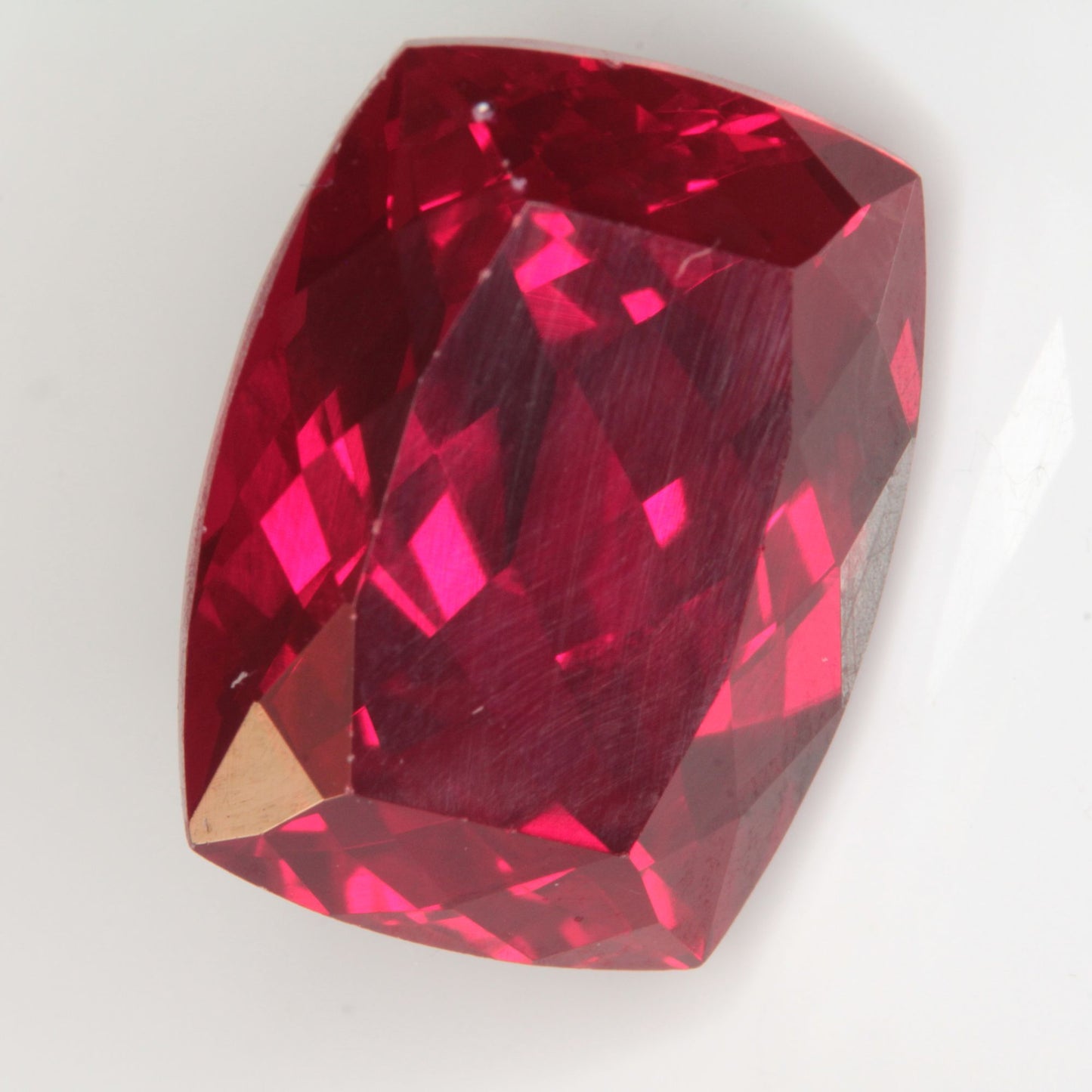 Faceted Flame Fusion Ruby Long Cushion Gemstone