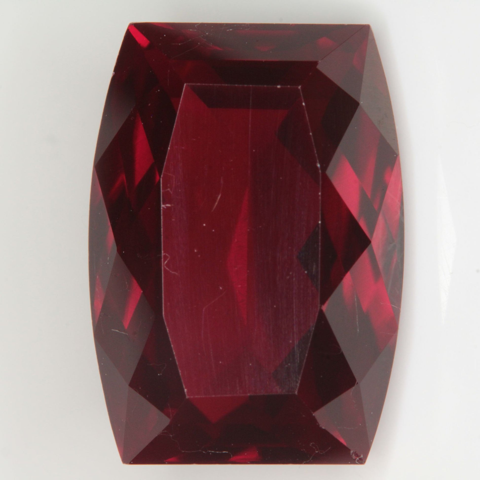 Faceted Flame Fusion Ruby Long Cushion Gemstone