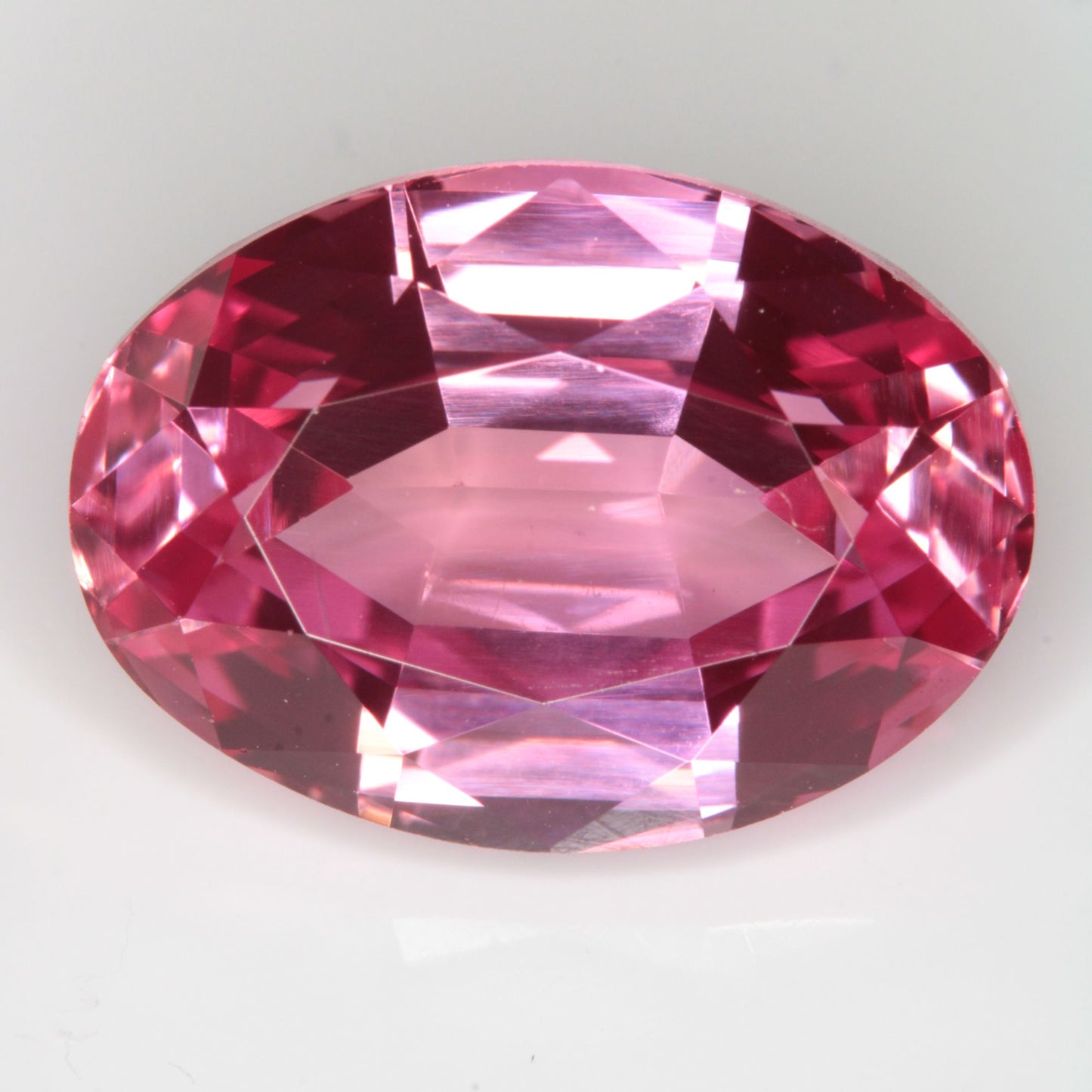 Faceted Flame Fusion Ruby Pink Oval Gemstone