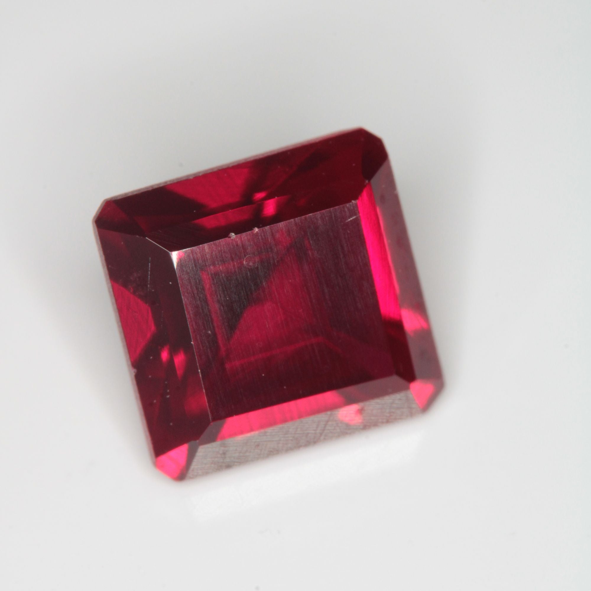 Faceted Flame Fusion Ruby Square Gemstone