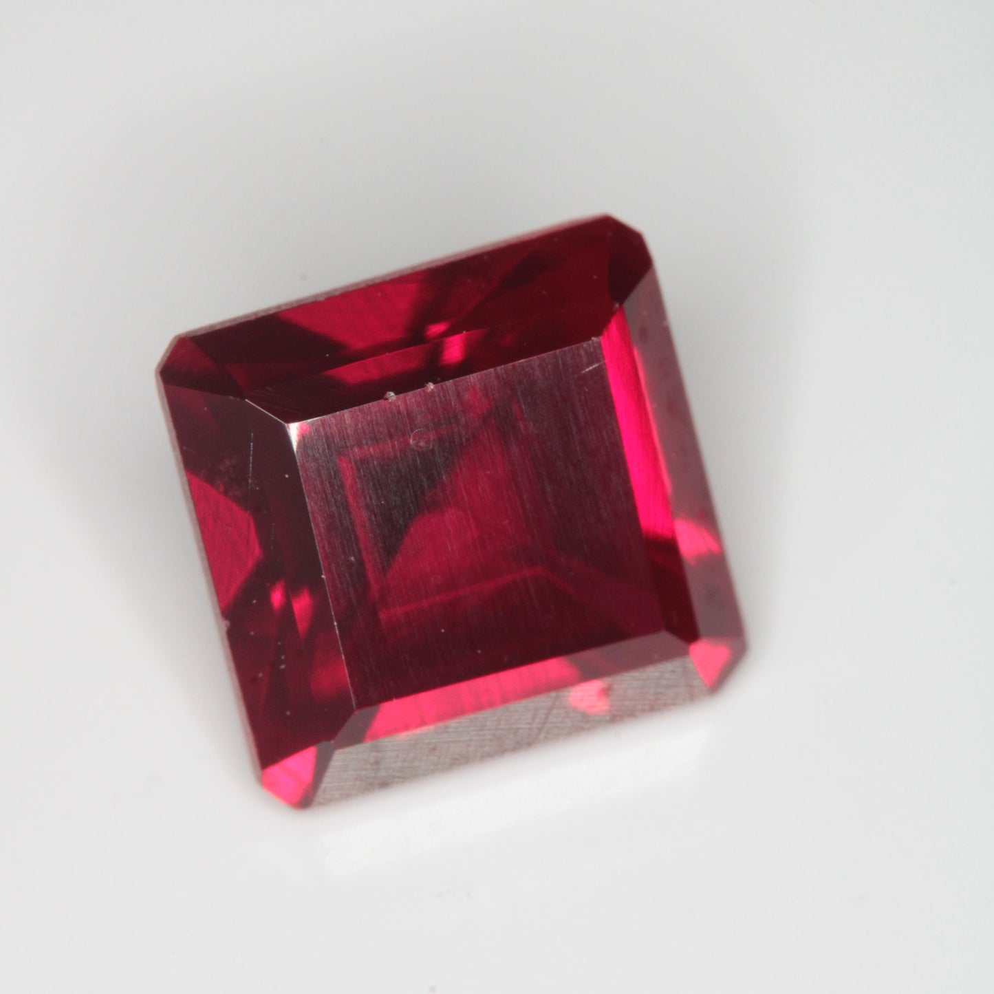 Faceted Flame Fusion Ruby Square Gemstone