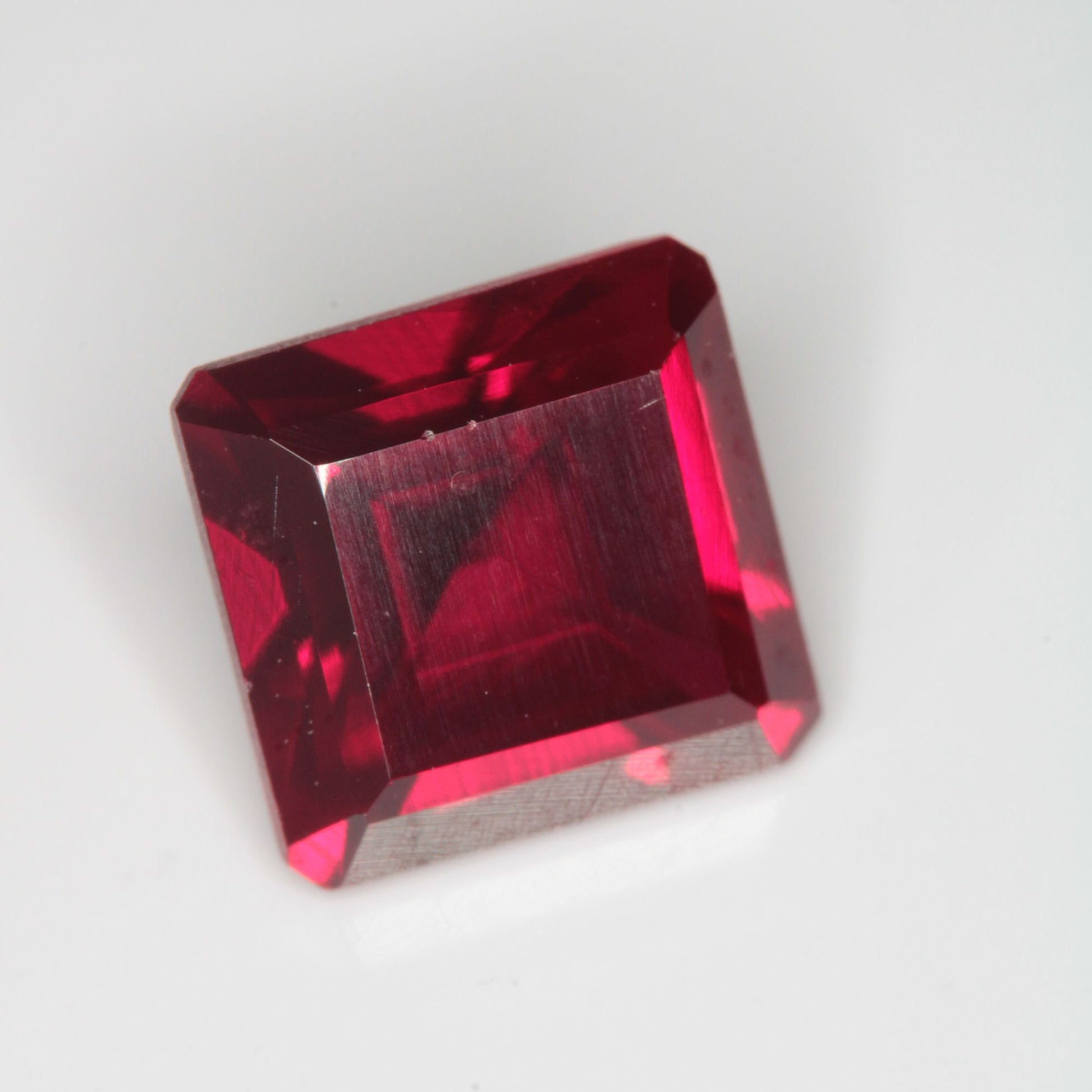 Faceted Flame Fusion Ruby Square Gemstone