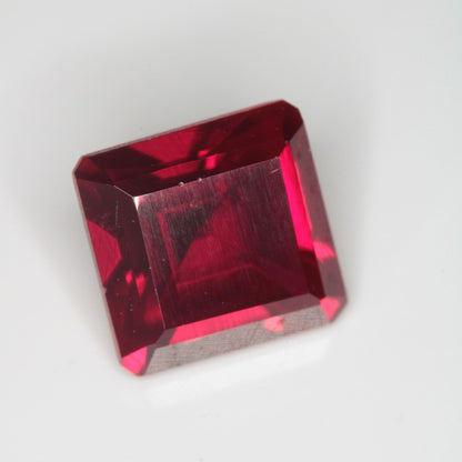 Faceted Flame Fusion Ruby Square Gemstone