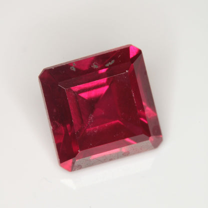 Faceted Flame Fusion Ruby Square Gemstone