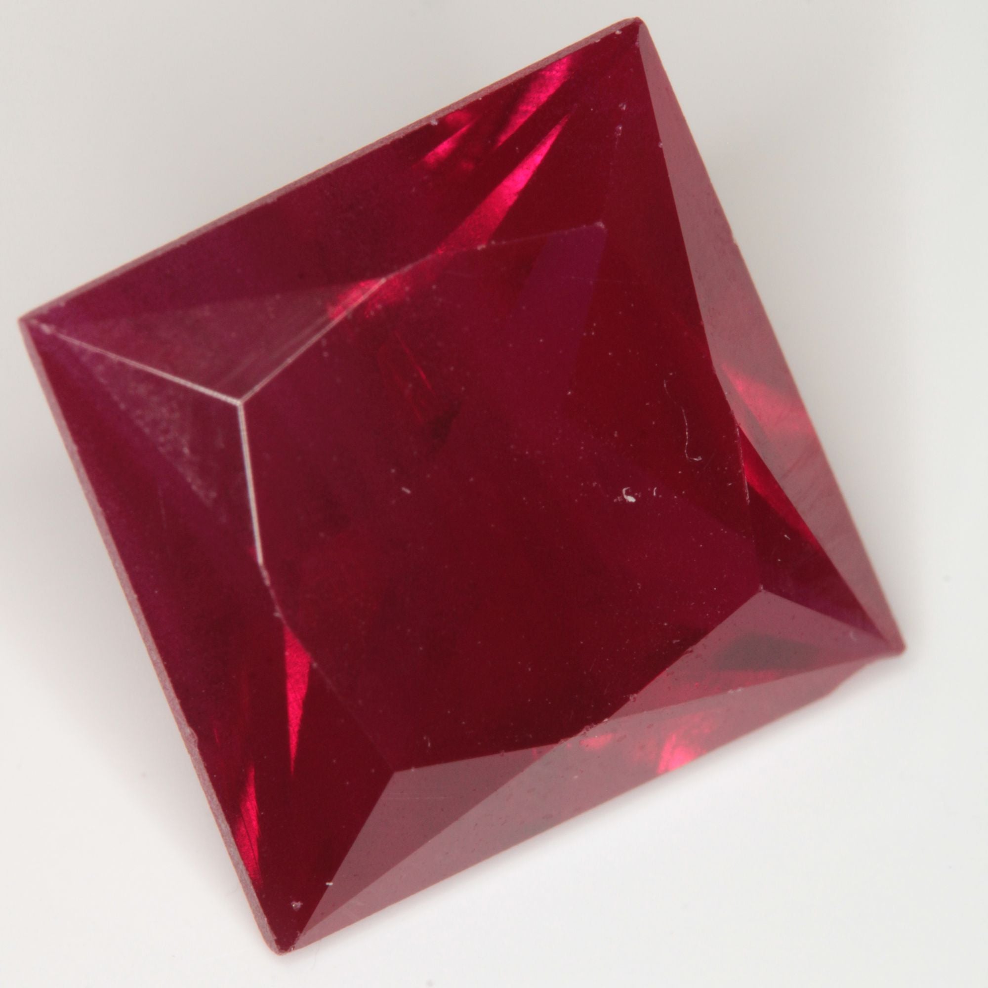 Faceted Flame Fusion Ruby Square Gemstone