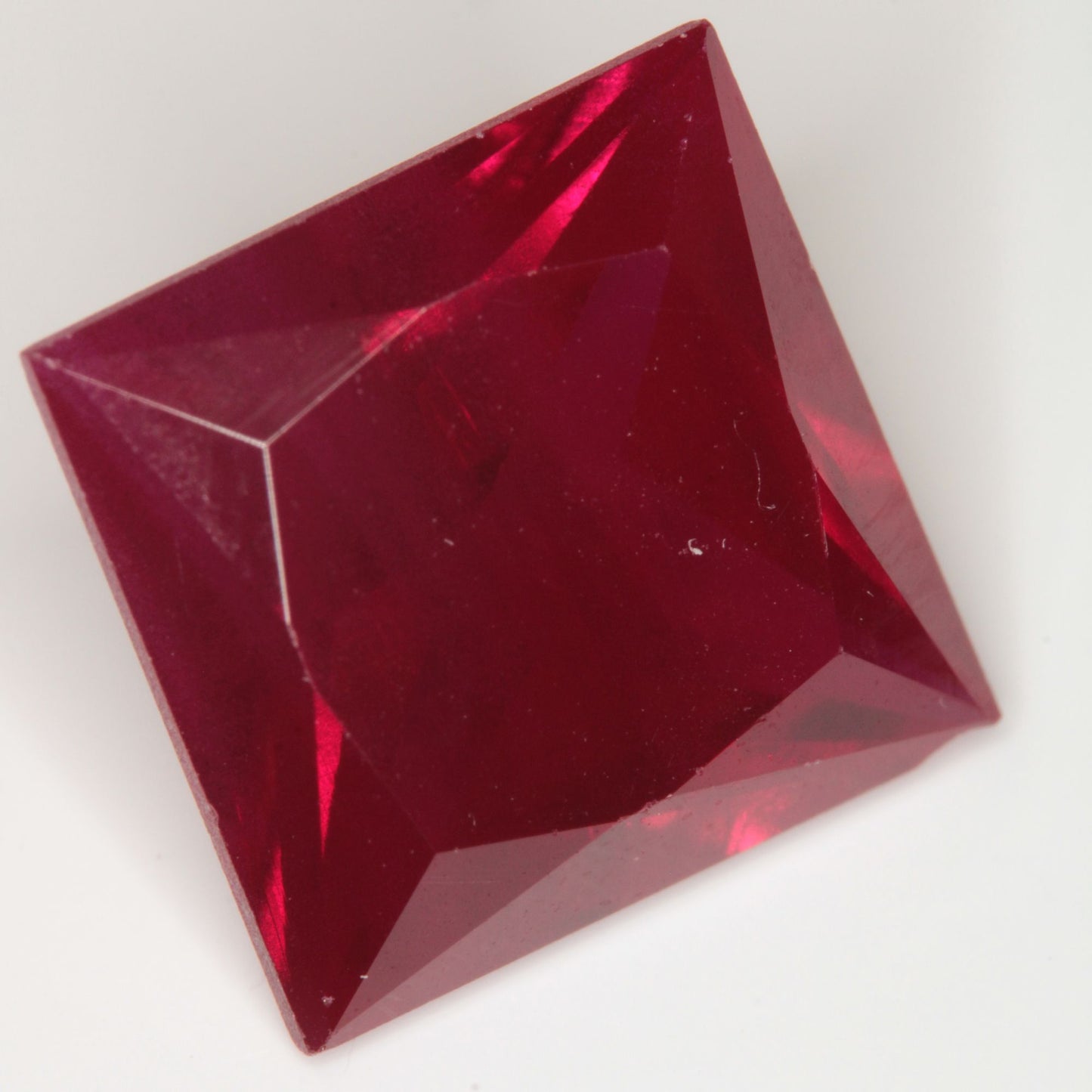 Faceted Flame Fusion Ruby Square Gemstone