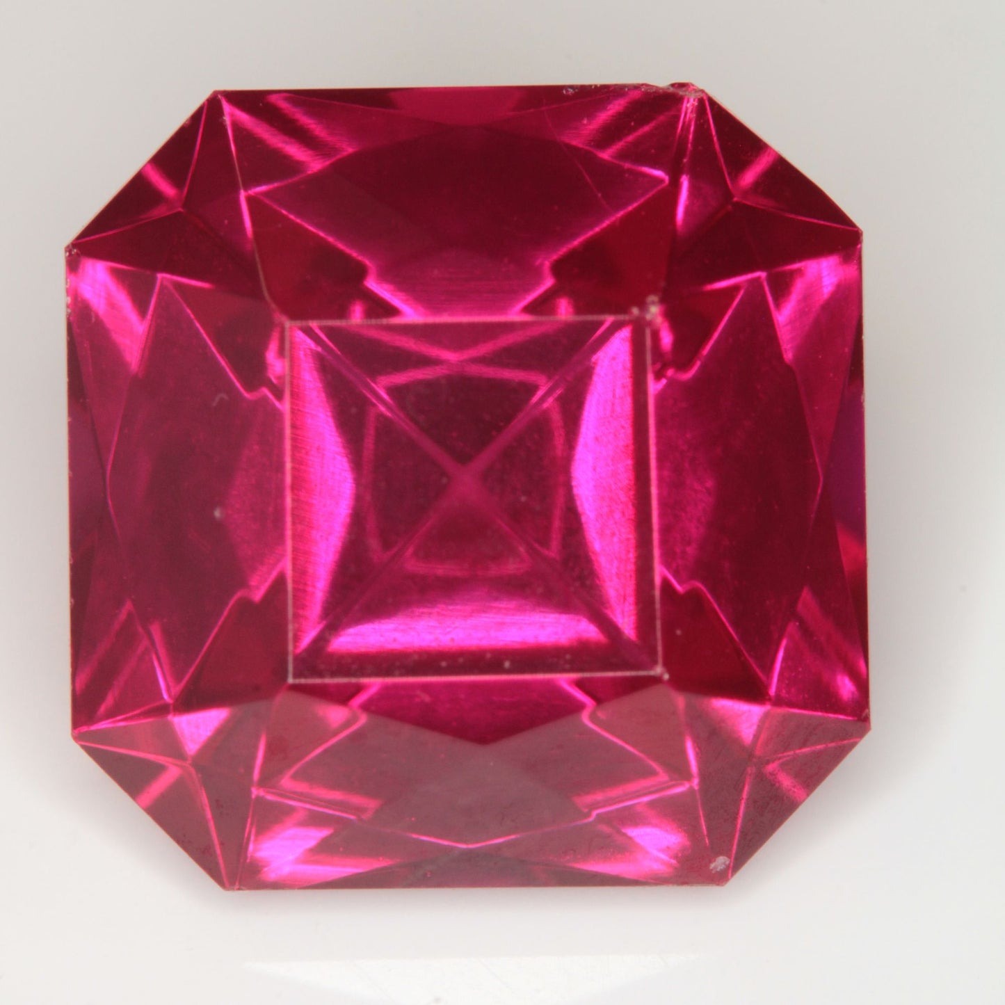 Faceted Flame Fusion Ruby Clipped Square Gemstone
