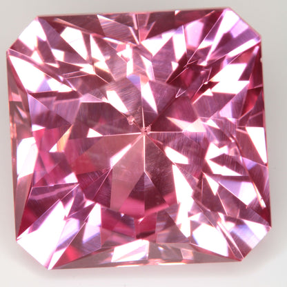 Faceted Flame Fusion Ruby Pink Clipped Square Gemstone