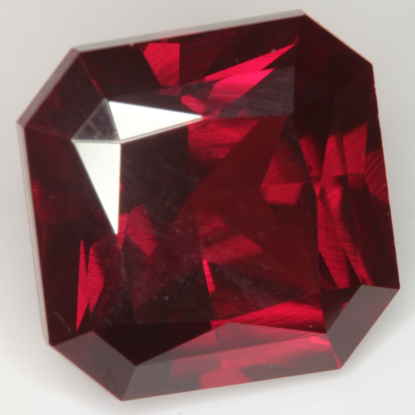 Faceted Flame Fusion Ruby Clipped Square Gemstone