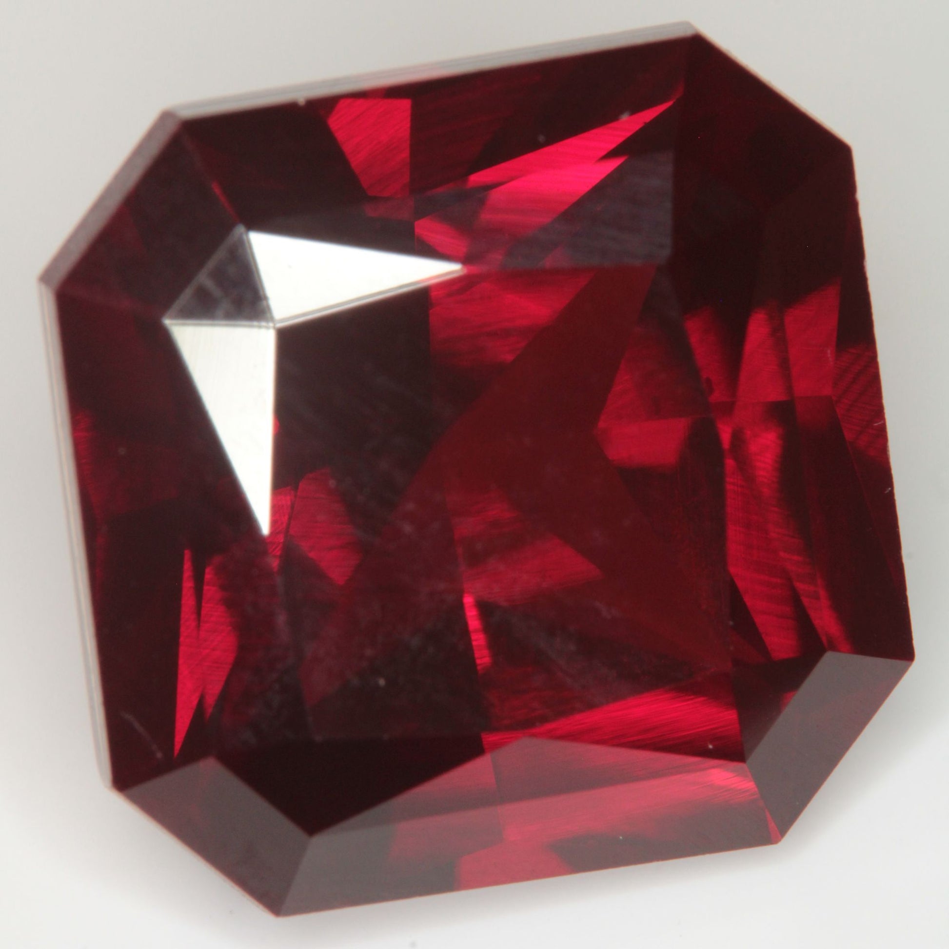 Faceted Flame Fusion Ruby Clipped Square Gemstone