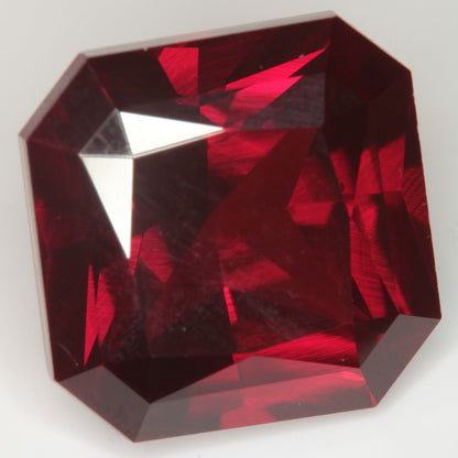 Faceted Flame Fusion Ruby Clipped Square Gemstone