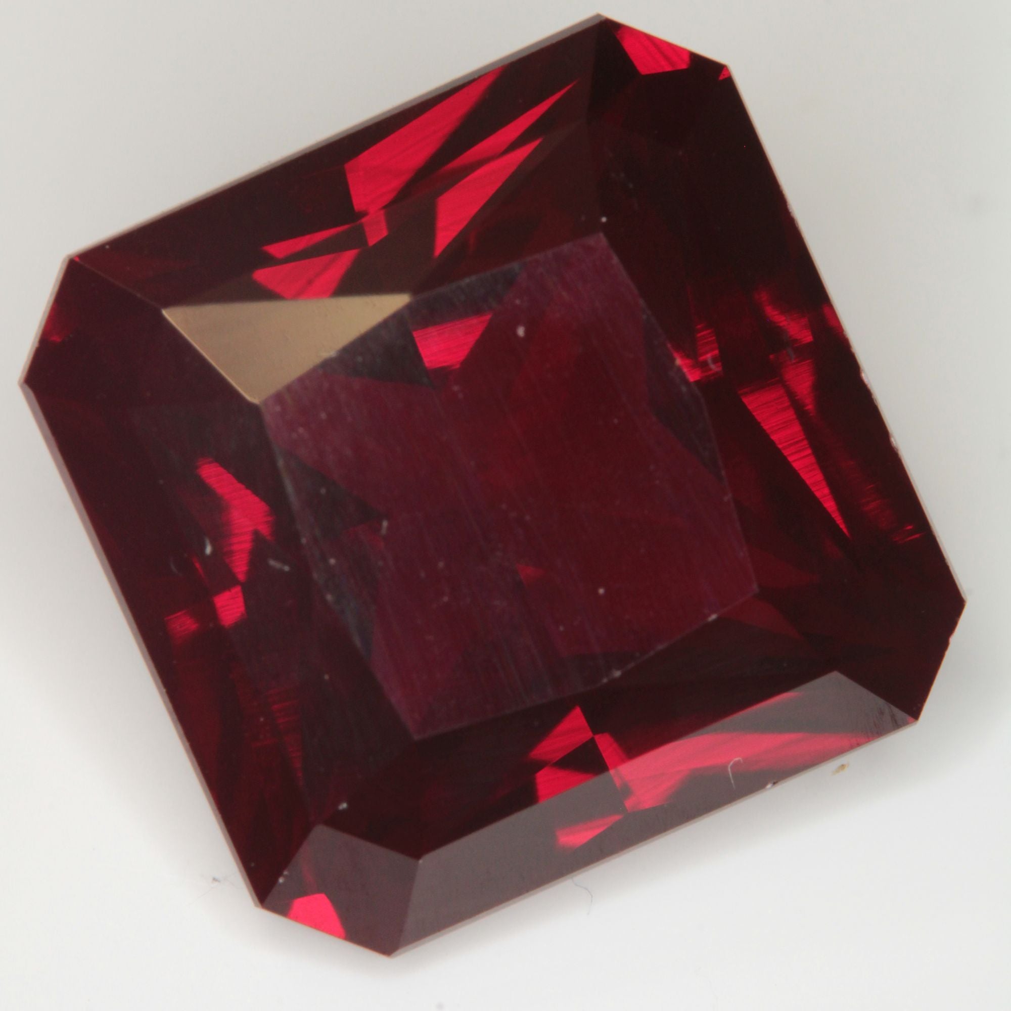 Faceted Flame Fusion Ruby Clipped Square Gemstone