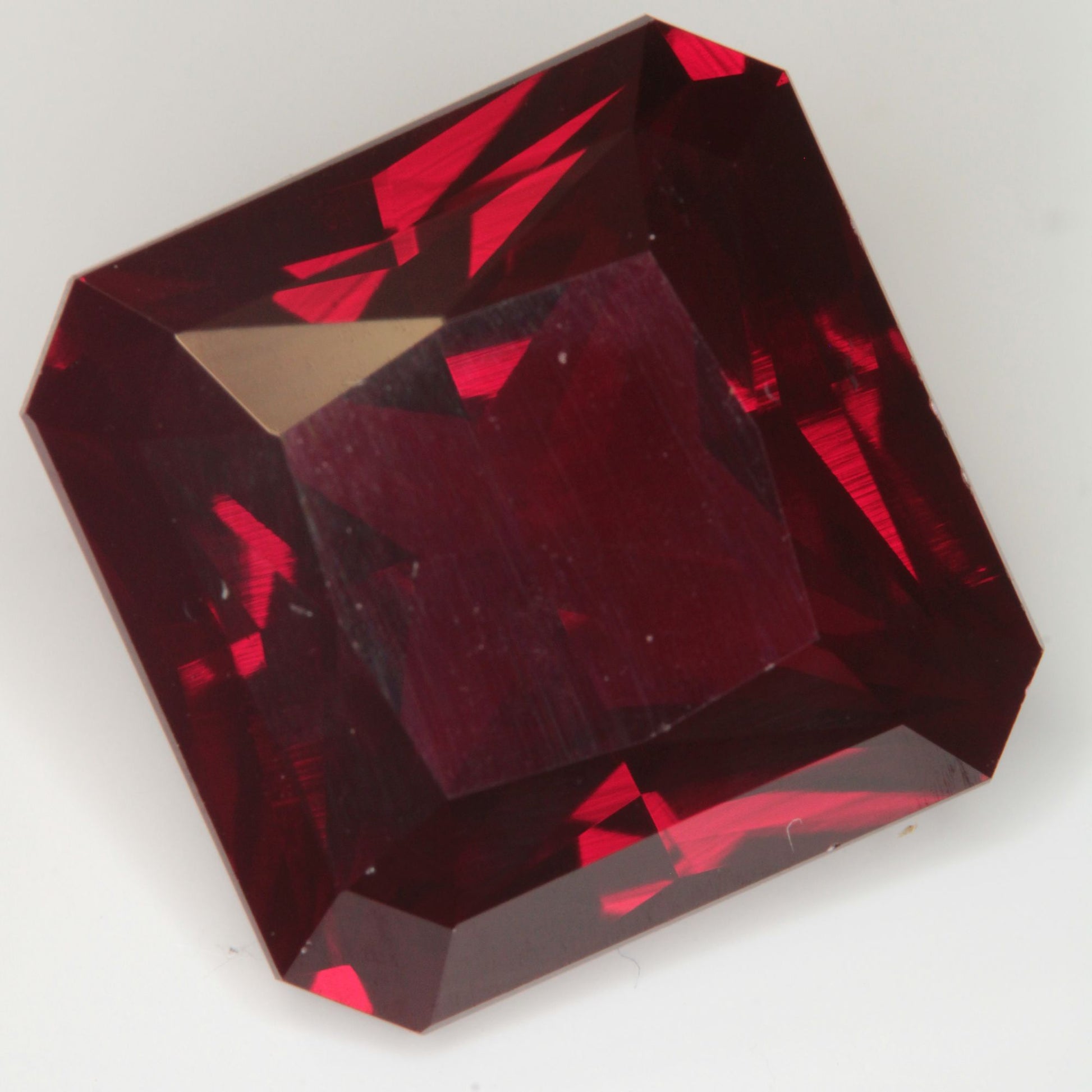Faceted Flame Fusion Ruby Clipped Square Gemstone