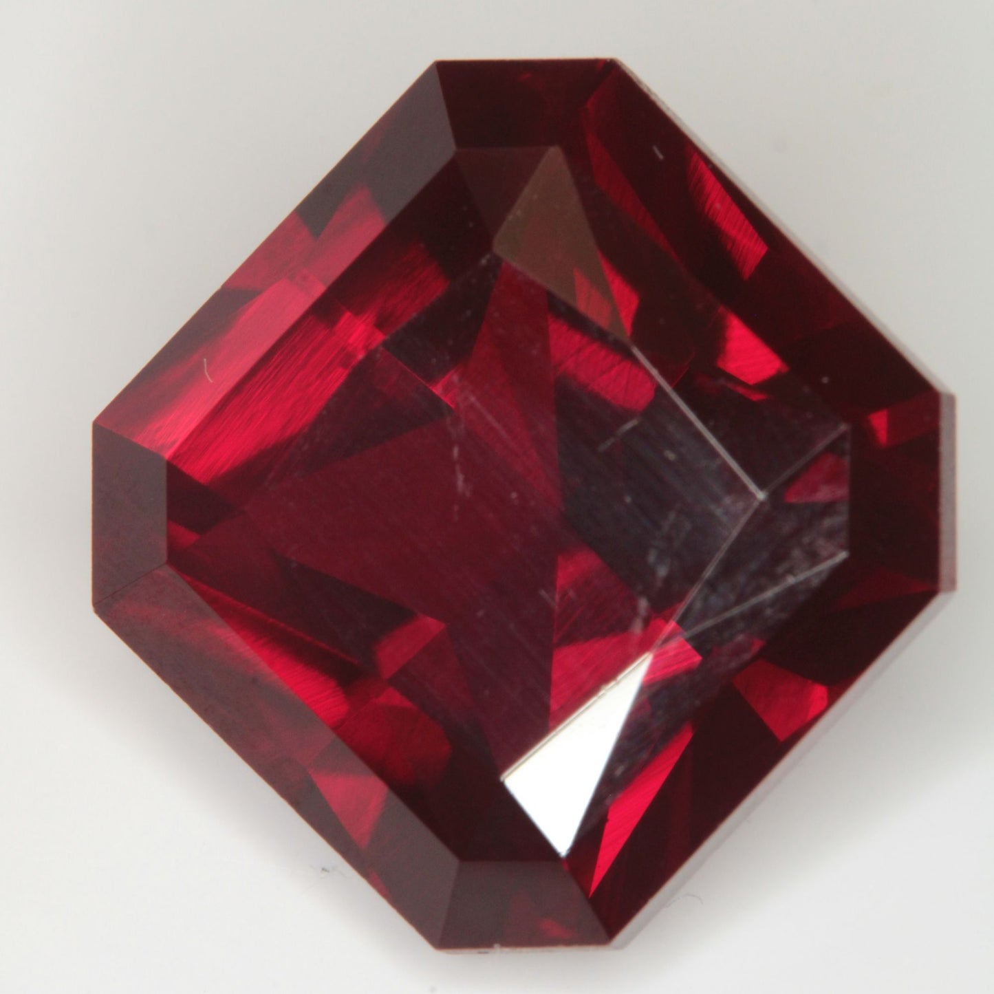 Faceted Flame Fusion Ruby Clipped Square Gemstone