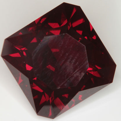 Faceted Flame Fusion Ruby Clipped Square Gemstone