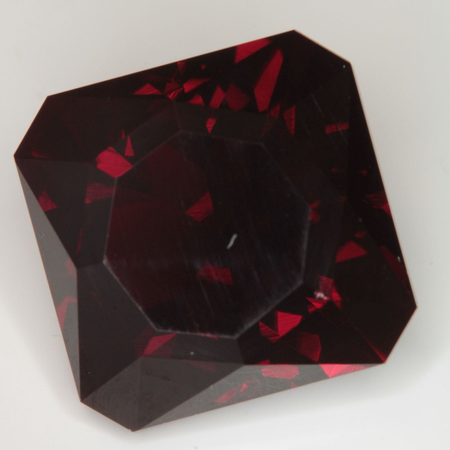 Faceted Flame Fusion Ruby Clipped Square Gemstone