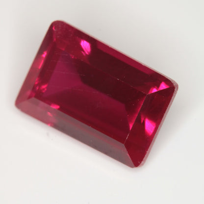 Faceted Flame Fusion Ruby Rectangle Gemstone