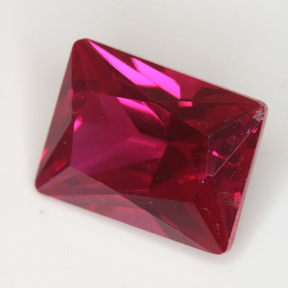 Faceted Flame Fusion Ruby Rectangle Gemstone