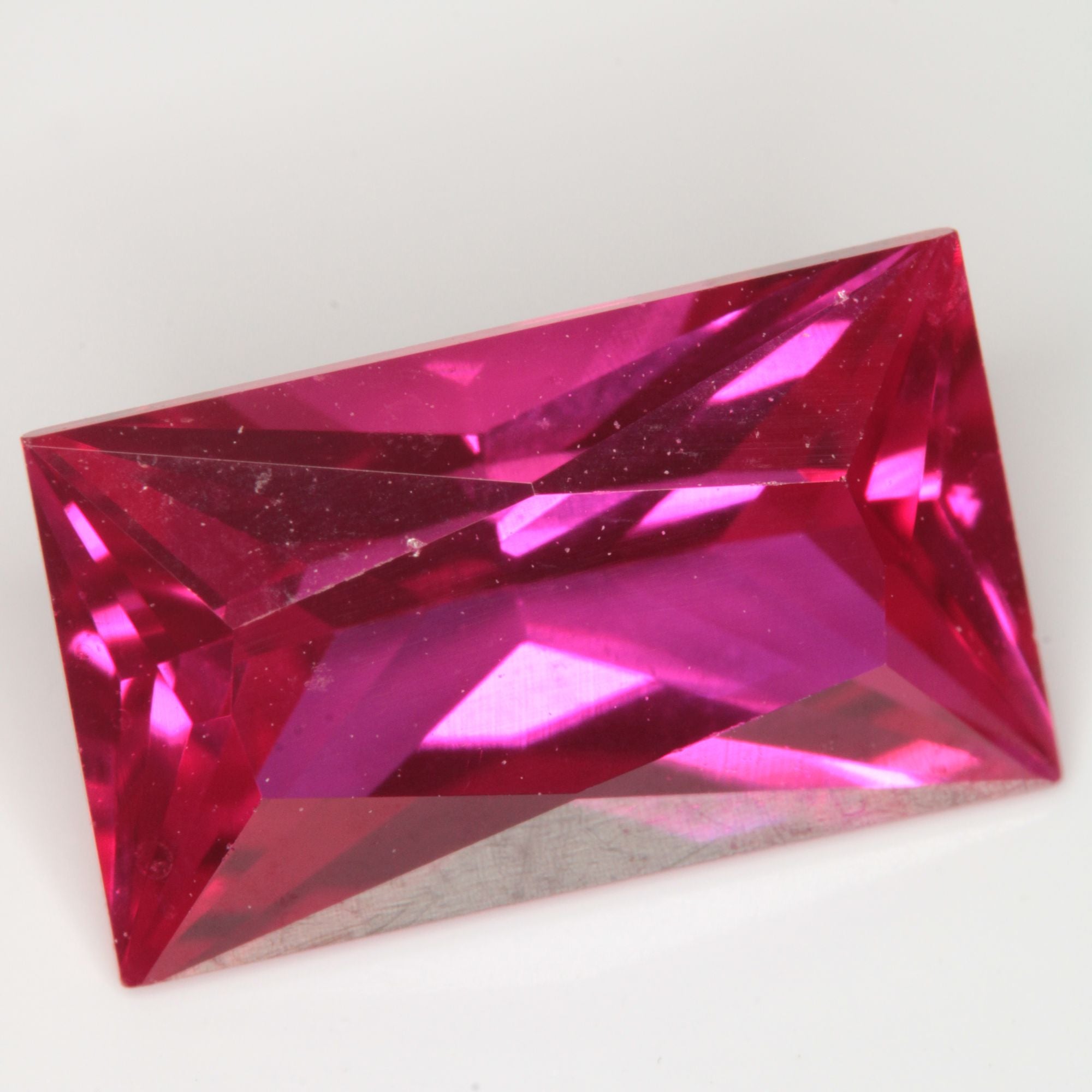 Faceted Flame Fusion Ruby Rectangle Gemstone